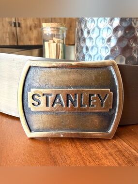 Stanley Brass-Tone Belt Buckle with Dark Patina